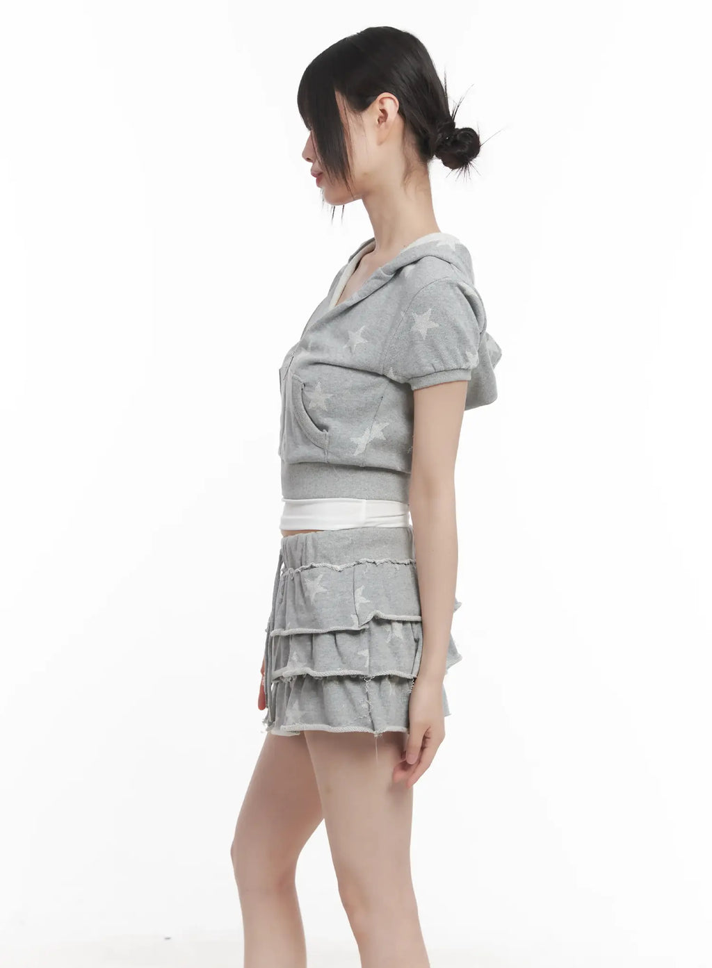 Star Print Short-Sleeve Hoodie CU518