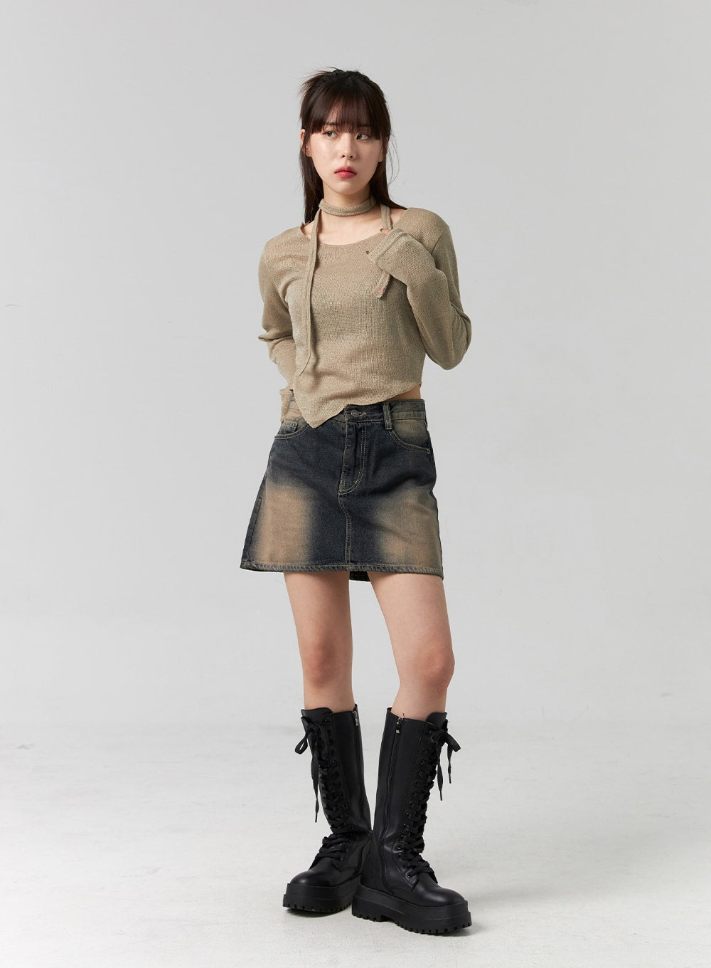 Washed Denim Mini Skirt CG330