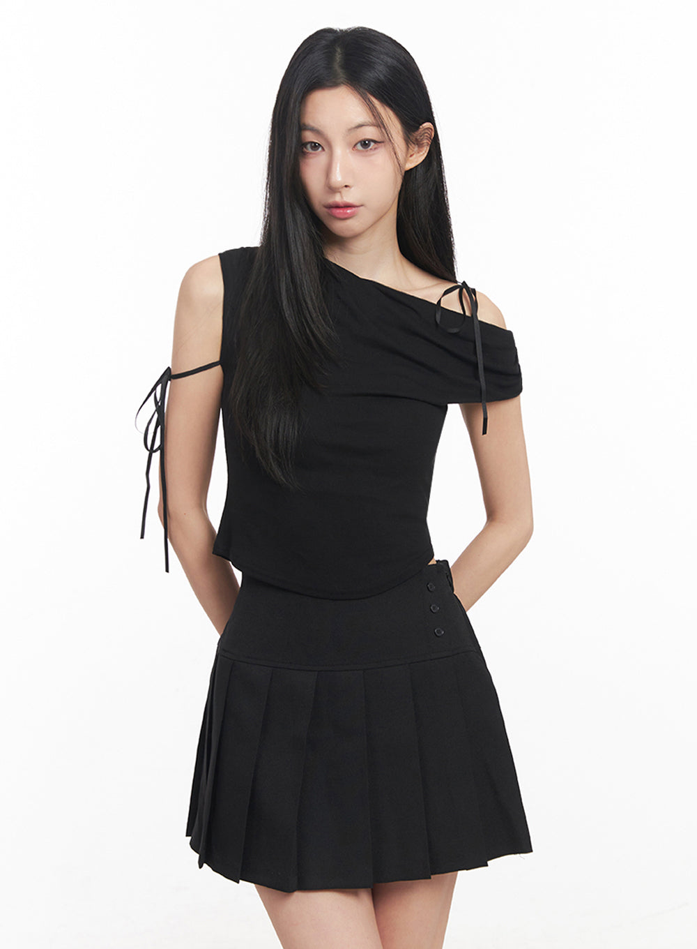 Ribbon One-Shoulder Crop Top IY516