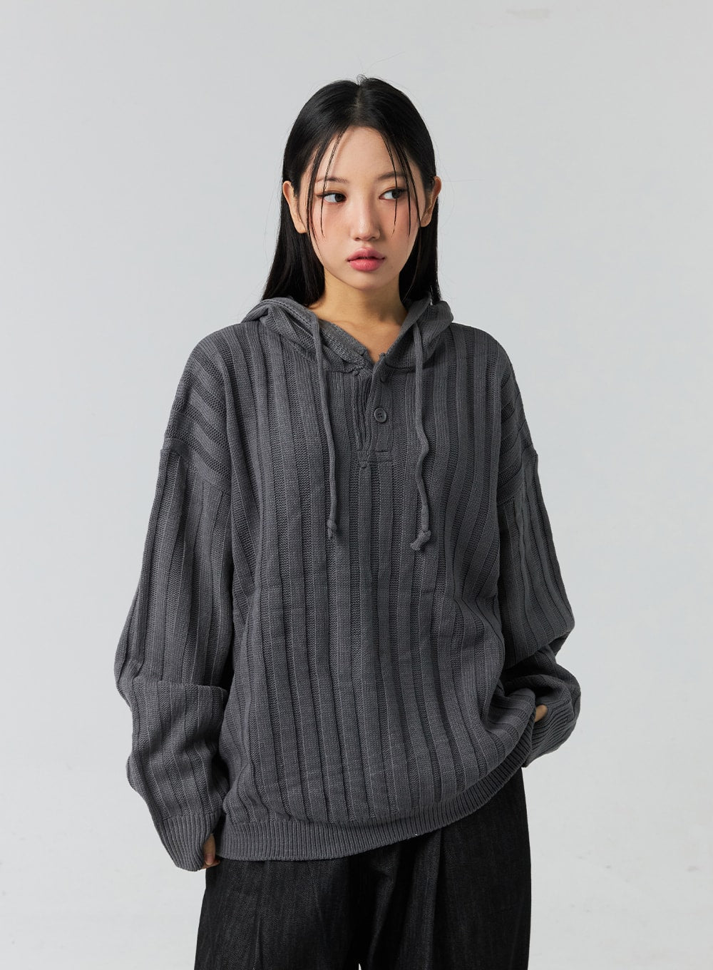 Buttoned Hooded Sweater CO323