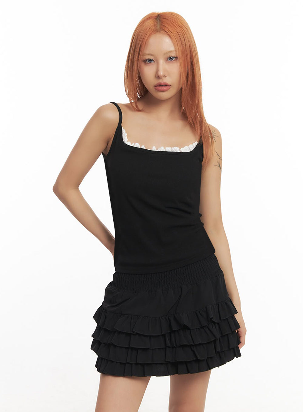 Frill-Trim Square Neck Cami Top IA515