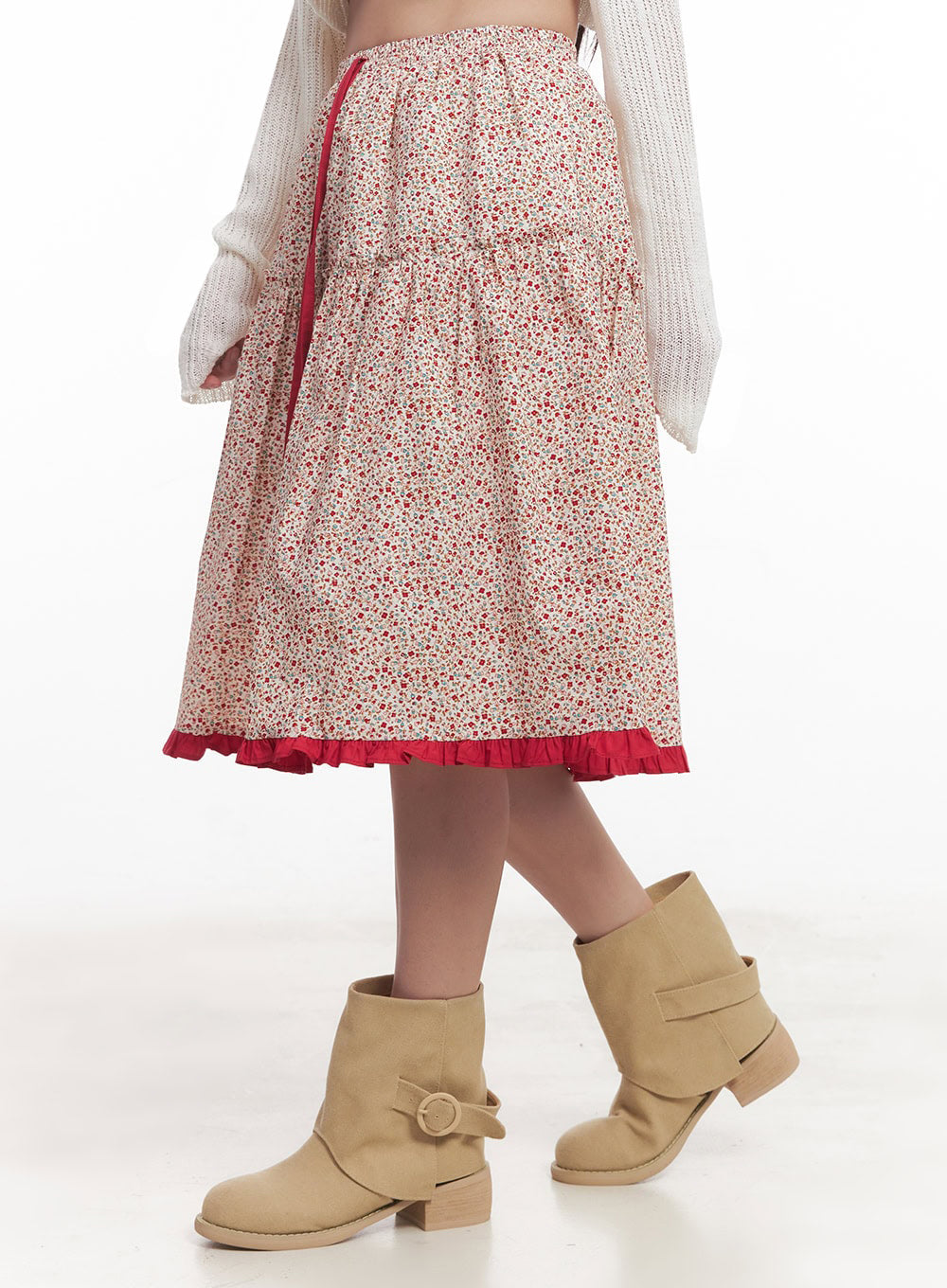 Picnic Floral Flare Midi Skirt IM528