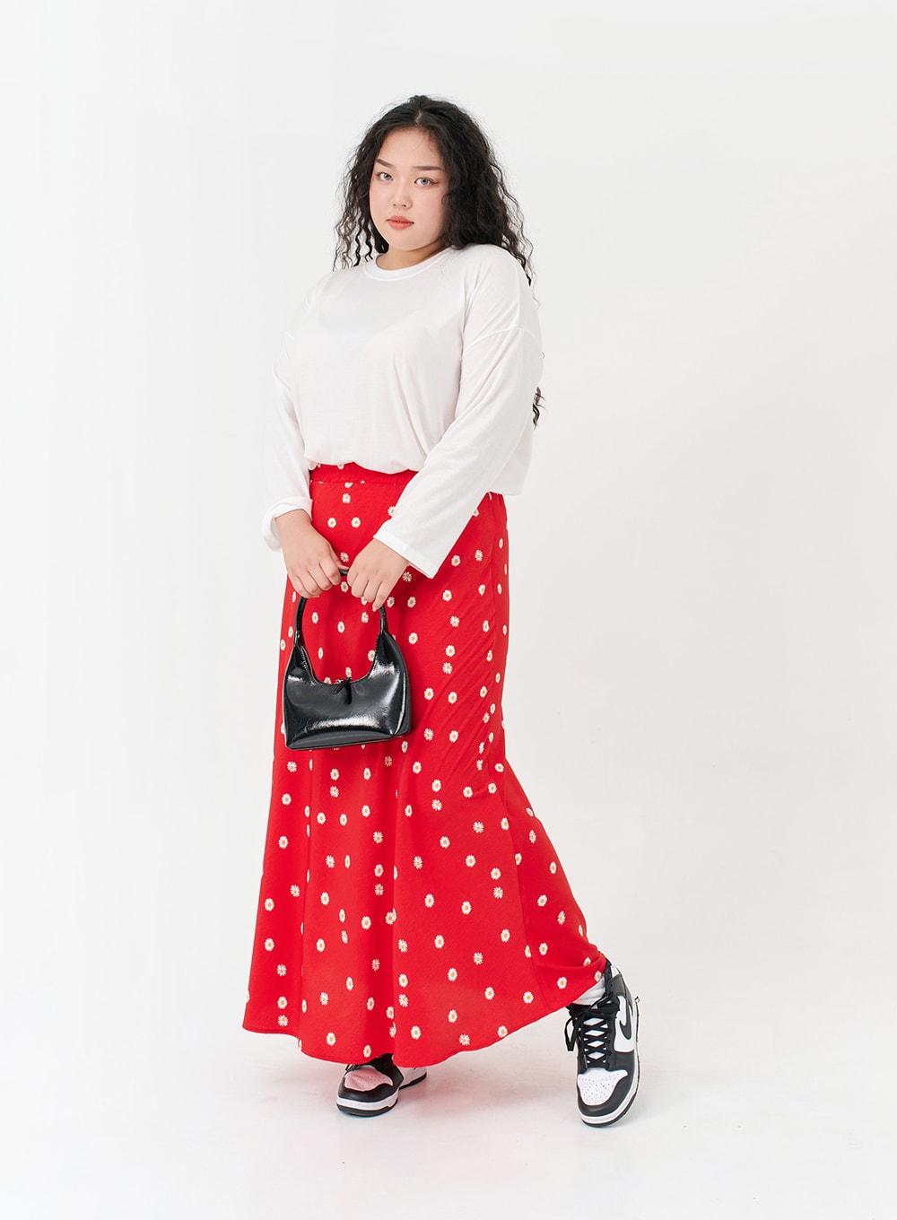 Plus Basic Span Round Neck Long Sleeve T-Shirt IG09