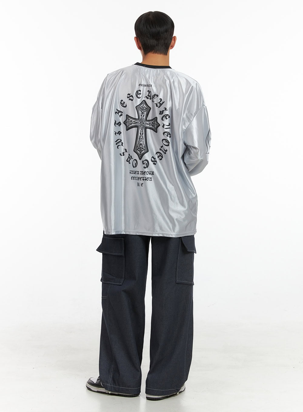 Men's Denim Cargo Stitch Wide Fit Jeans IS419