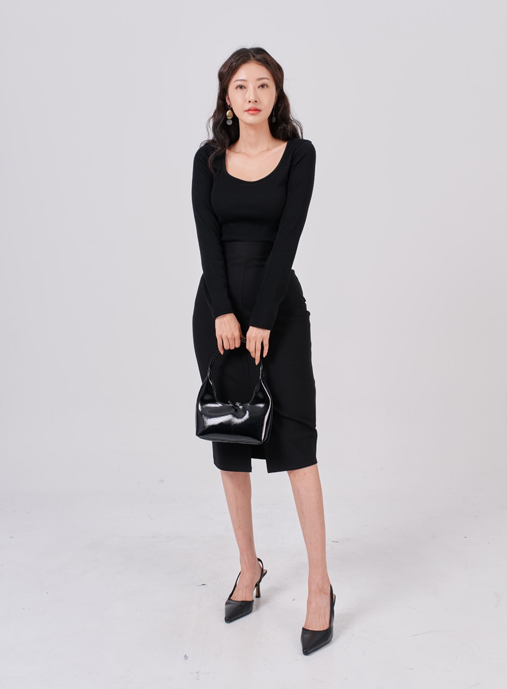 Square Neck Crop Long Sleeve T-Shirt IS05