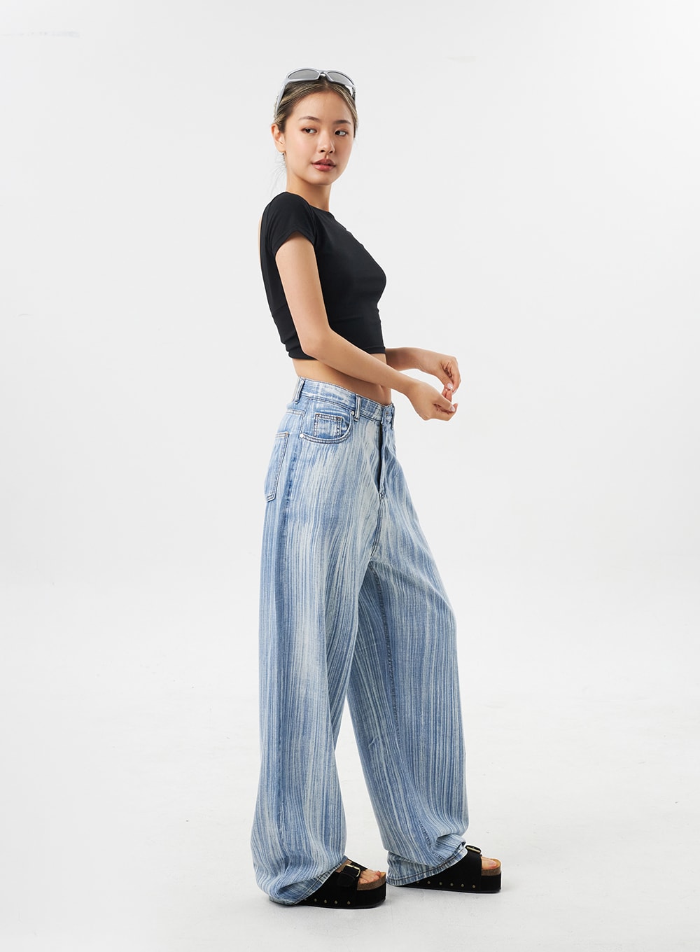 Stripe Baggy Jeans CU302