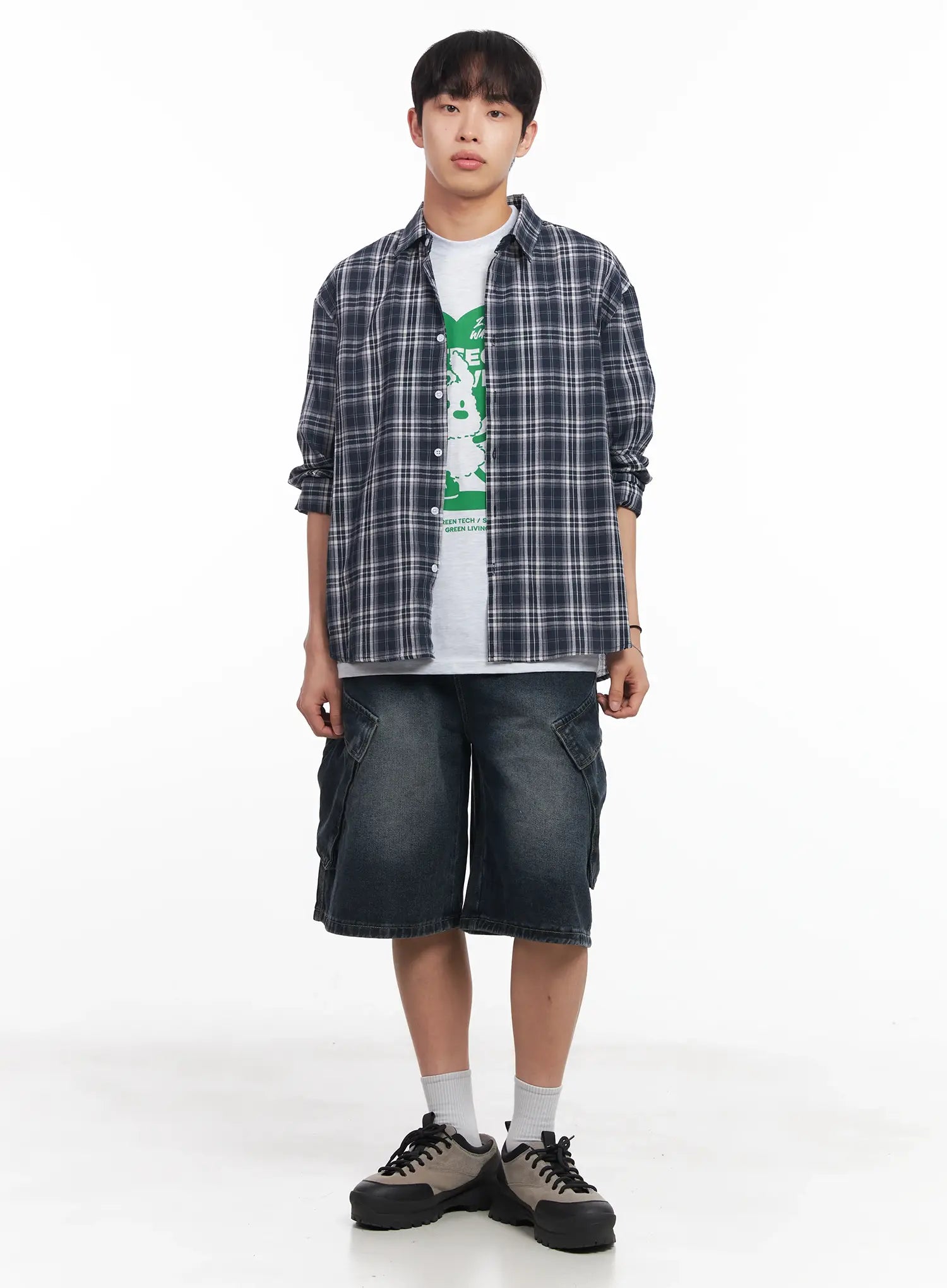 Men's Loose-Fit Flannel Shirt IU519