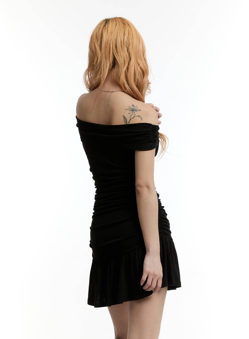 Off-Shoulder Frilly Mini Dress CY506