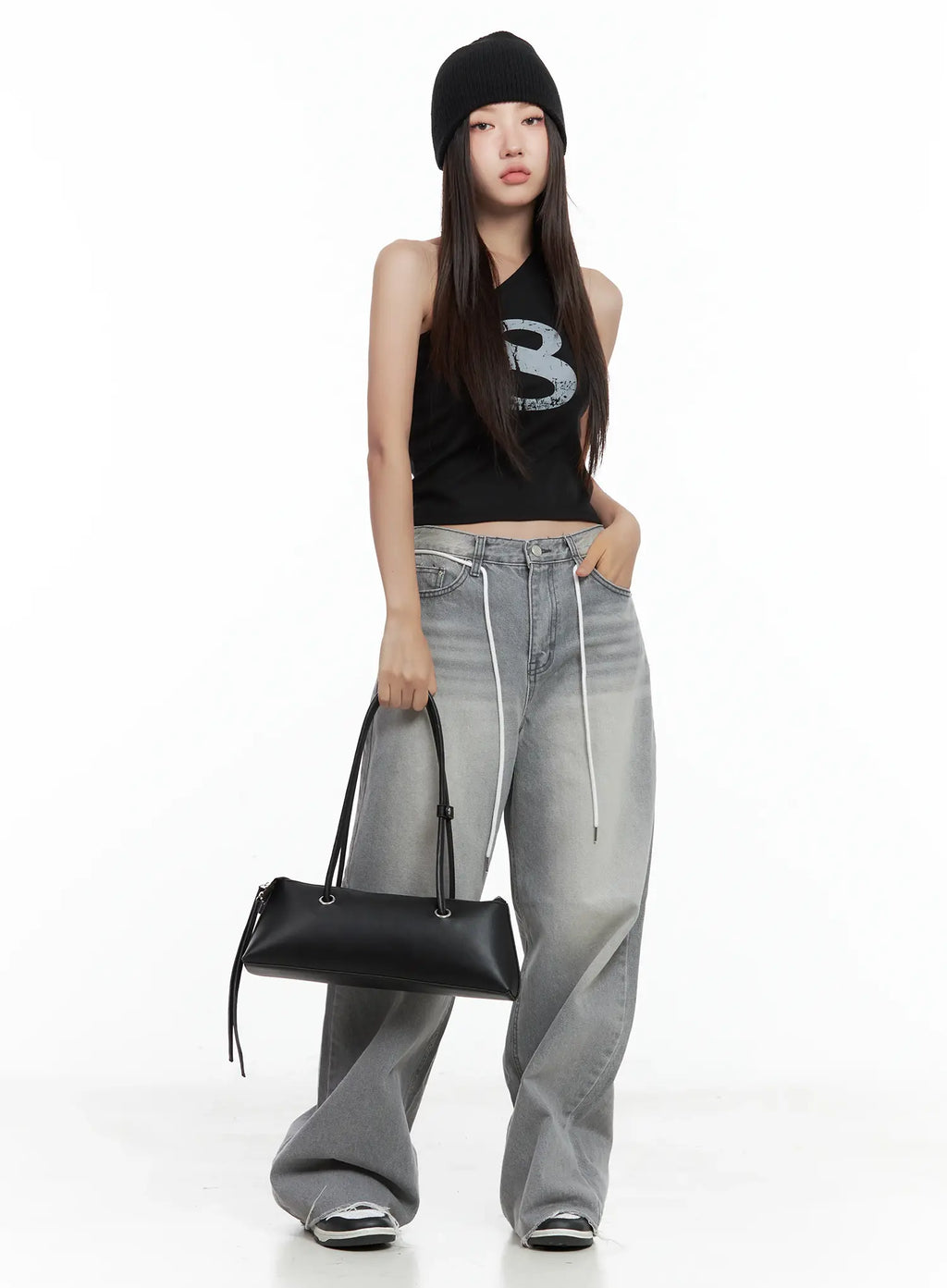 Saerom Washed Wide-Leg Denim Jeans CL509