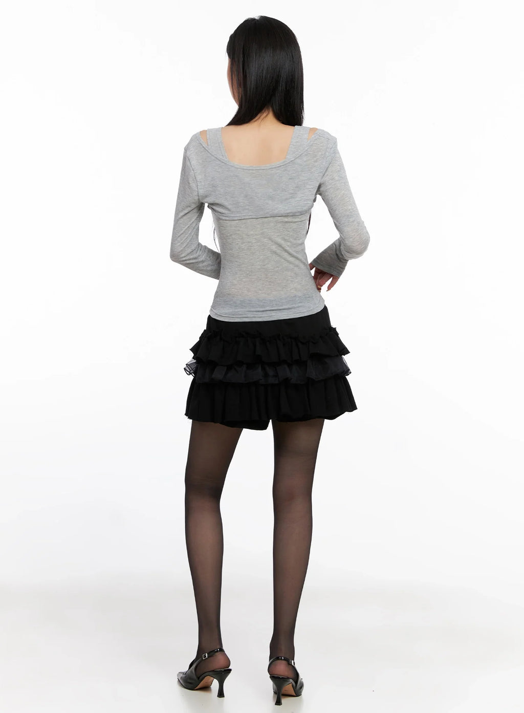 Cut Out Long Sleeve Top IS508