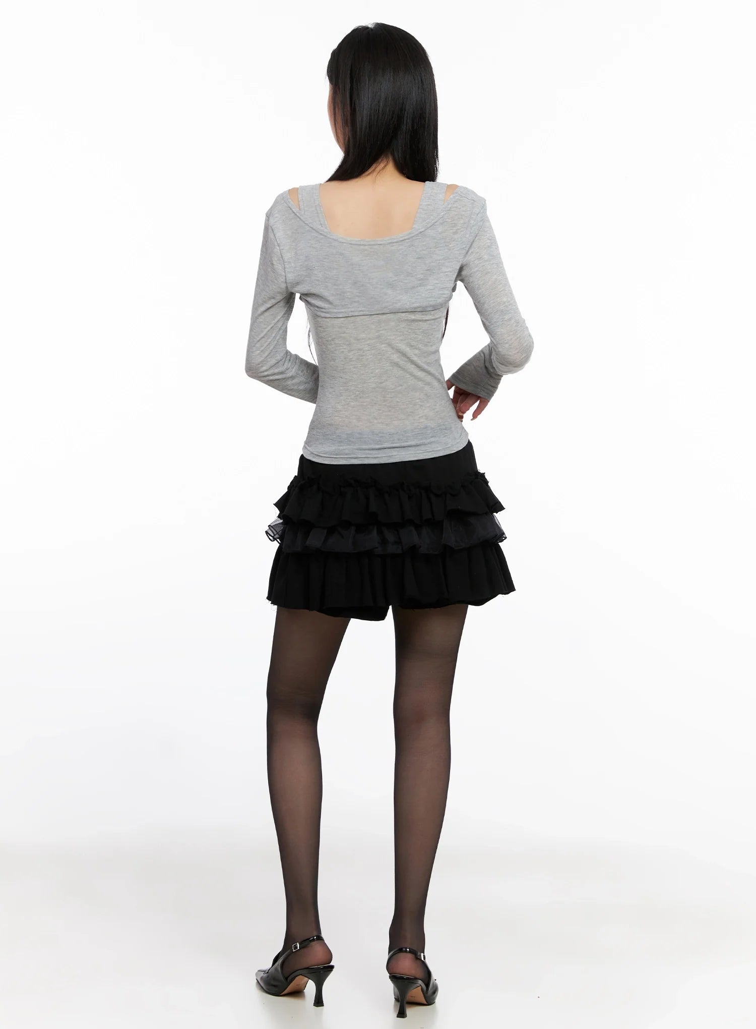 Cut Out Long Sleeve Top IS508