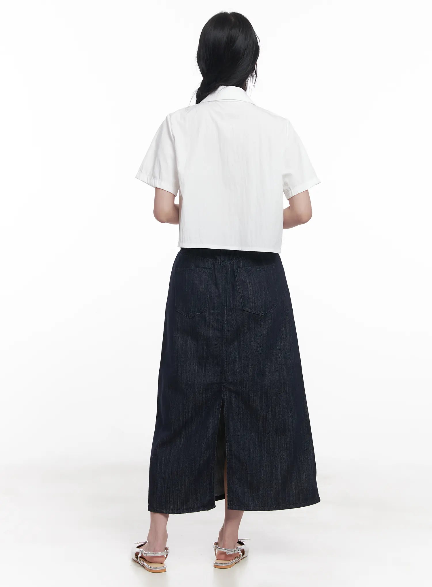 Short-Sleeve Cropped Collared Shirt CU525