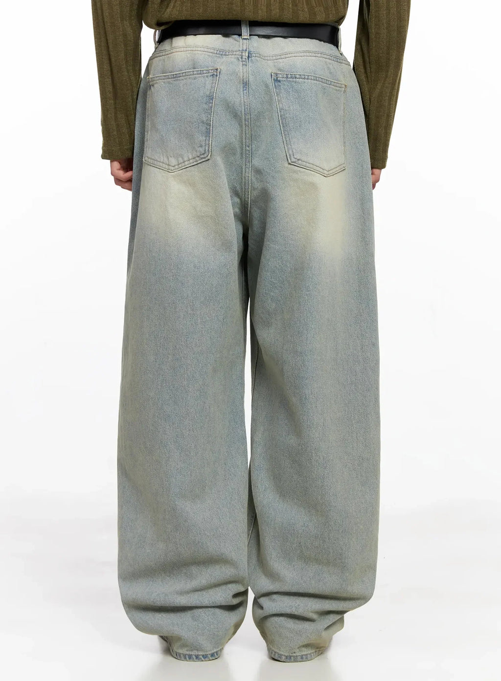 Men's Light Fade Wide-Leg Jeans IO516