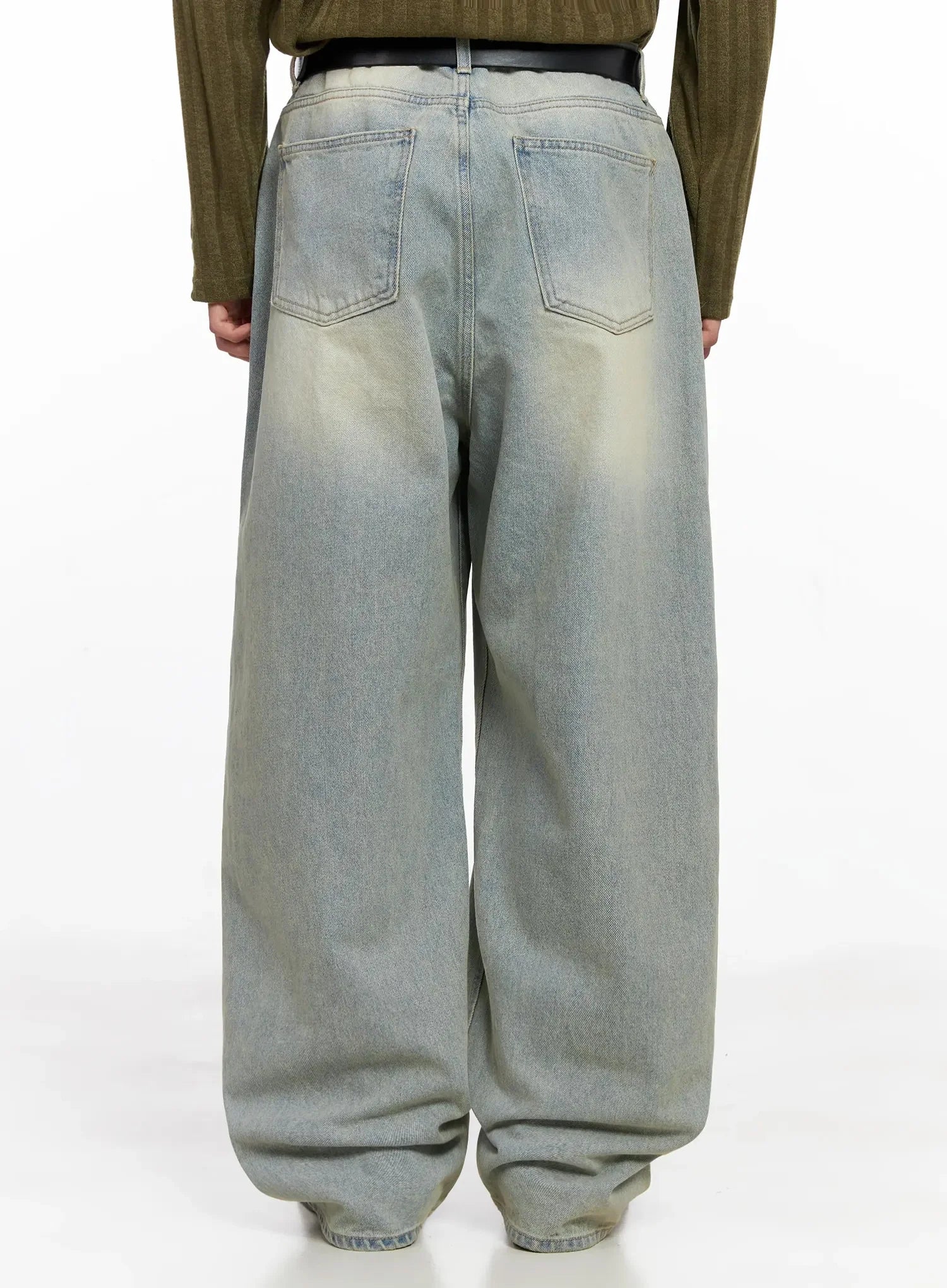 Men's Light Fade Wide-Leg Jeans IO516