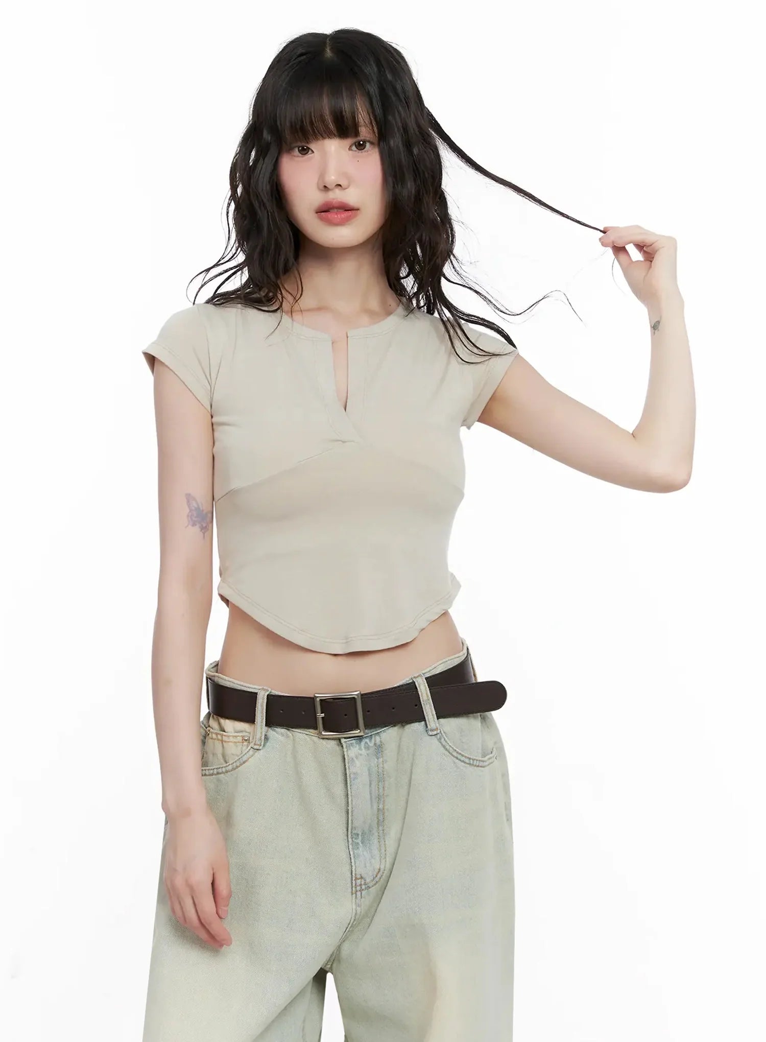 Minimalist V-Neck Crop Top IL531