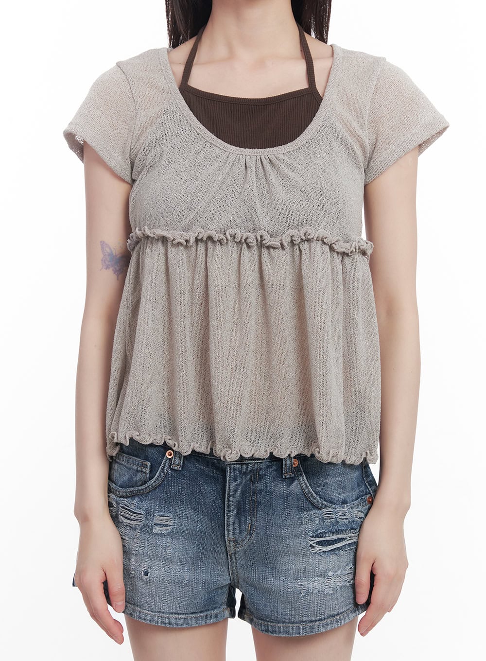 Frill Half-Sleeve Blouse CU506