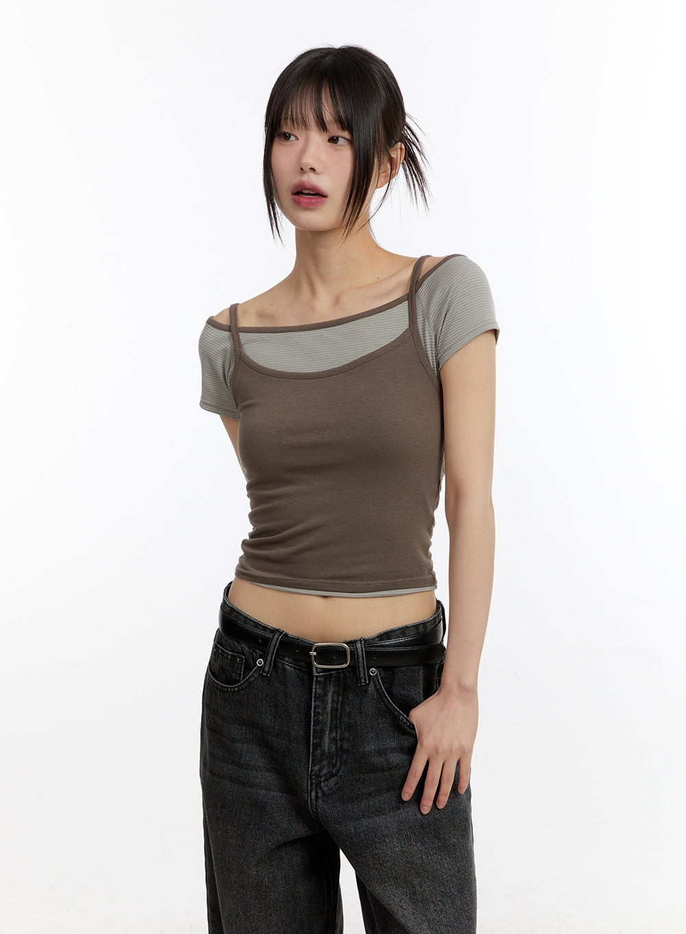 Slim-Fit Stylish Crop Tee & Cami Set CM528