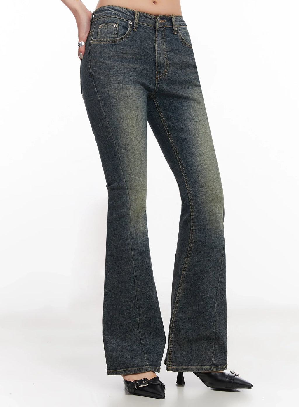 Asa Flared Seamline Denim Pants  IC503