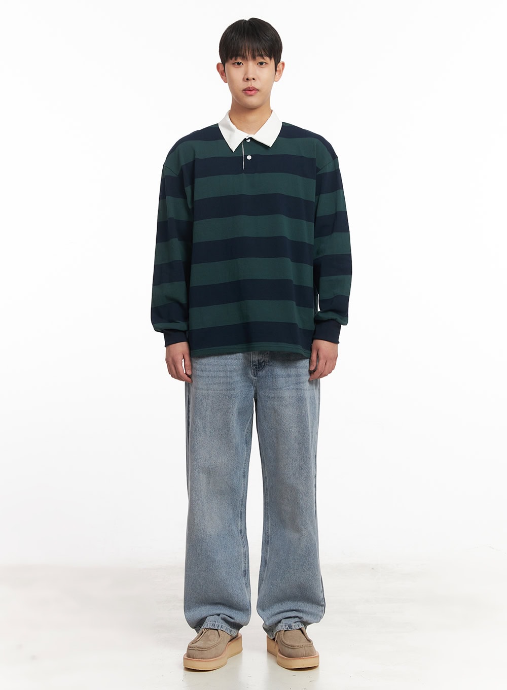 Men's Striped Long-Sleeve Collared Shirt IM514