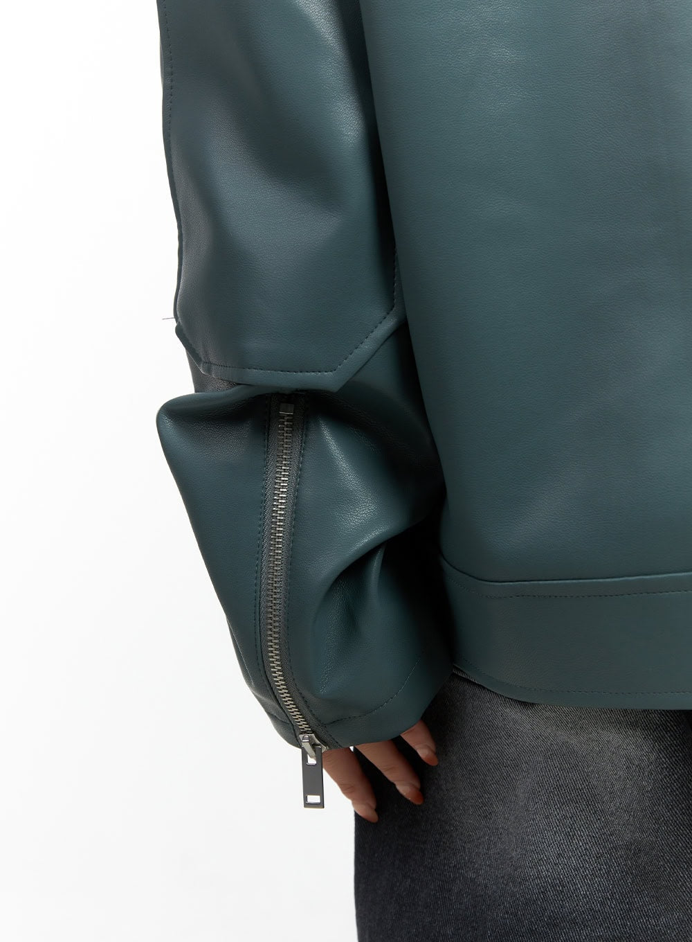 Chic Oversized Zip-Up Faux Leather Jacket CS419