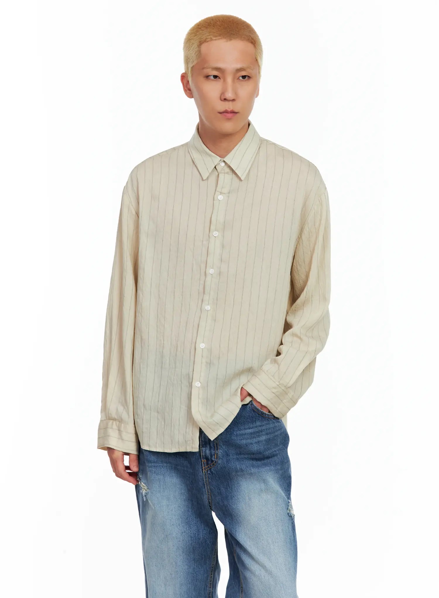 Men's Linen Button-Up Shirt IL514