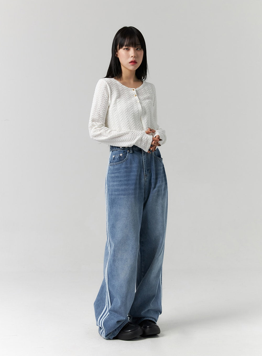 Side Stripes Wide Leg Jeans CS314