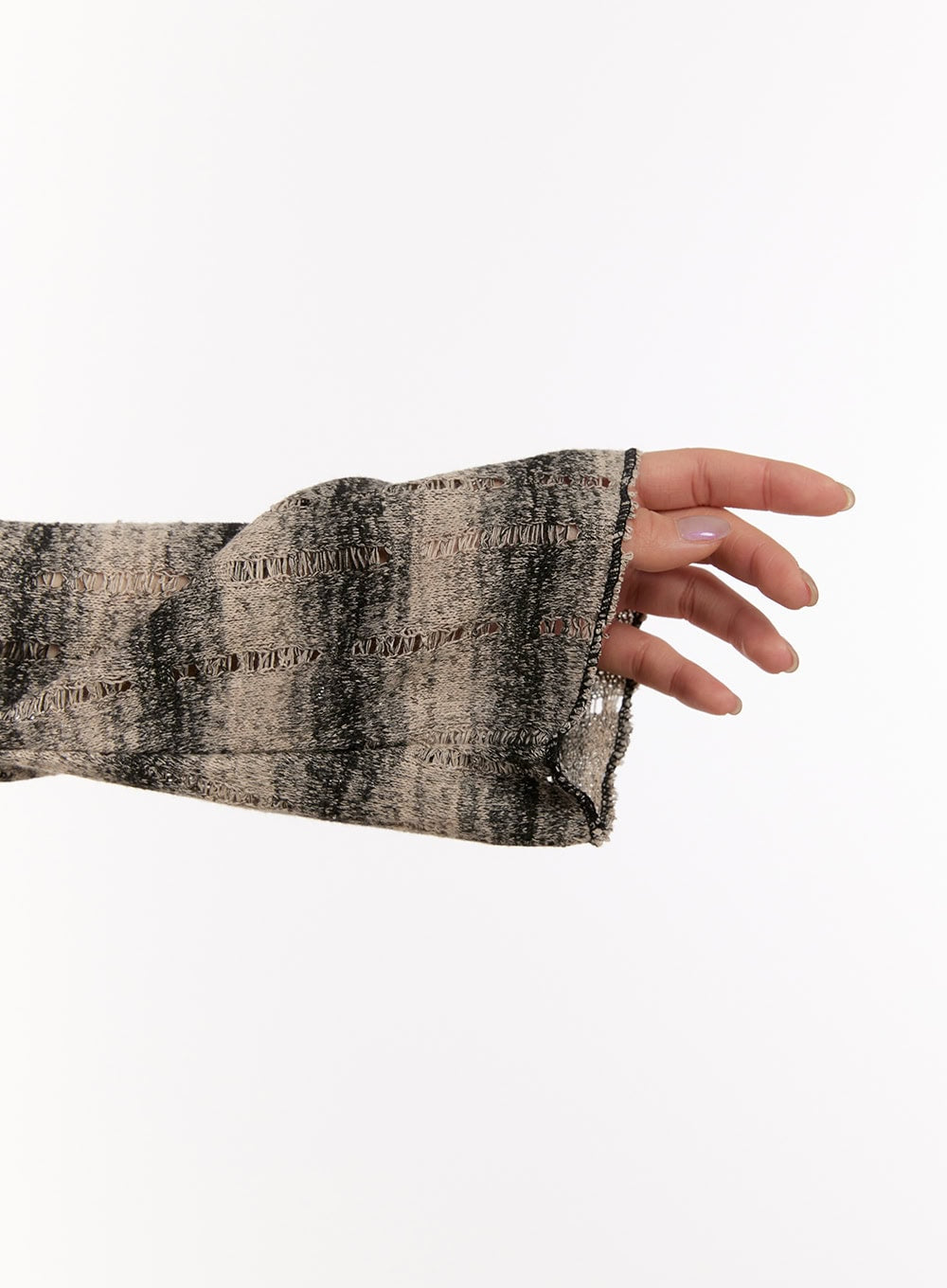 Distressed Striped Sweater with Scarf CJ531