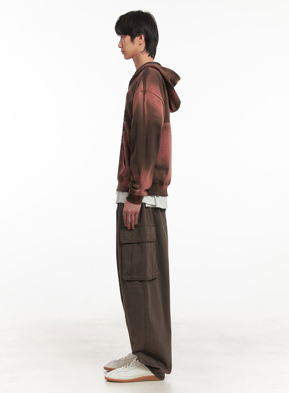 Men's Graphic Dye Washed Hooded Jacket IA510