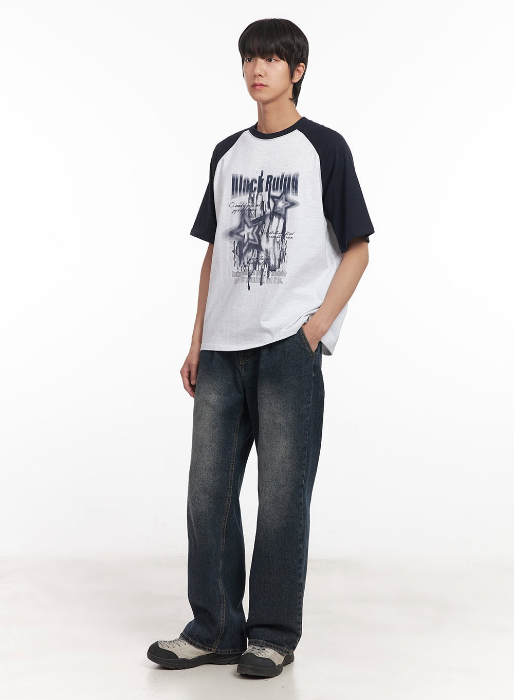 Men's Pintuck Washed Jeans IA511