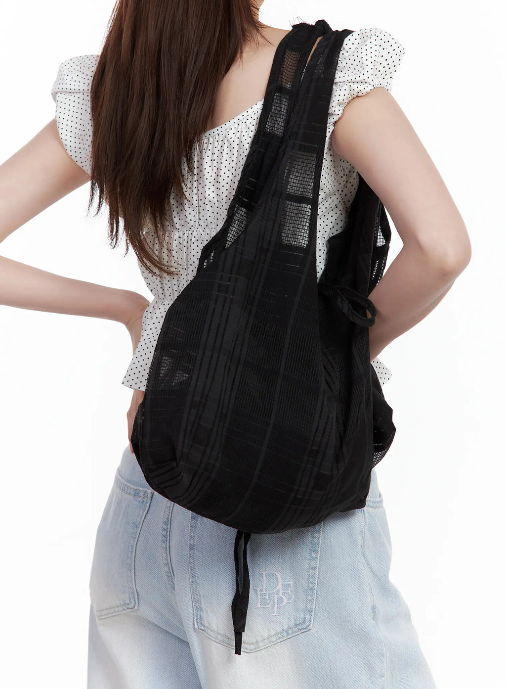 Black Mesh Plaid Shoulder Bag CL502