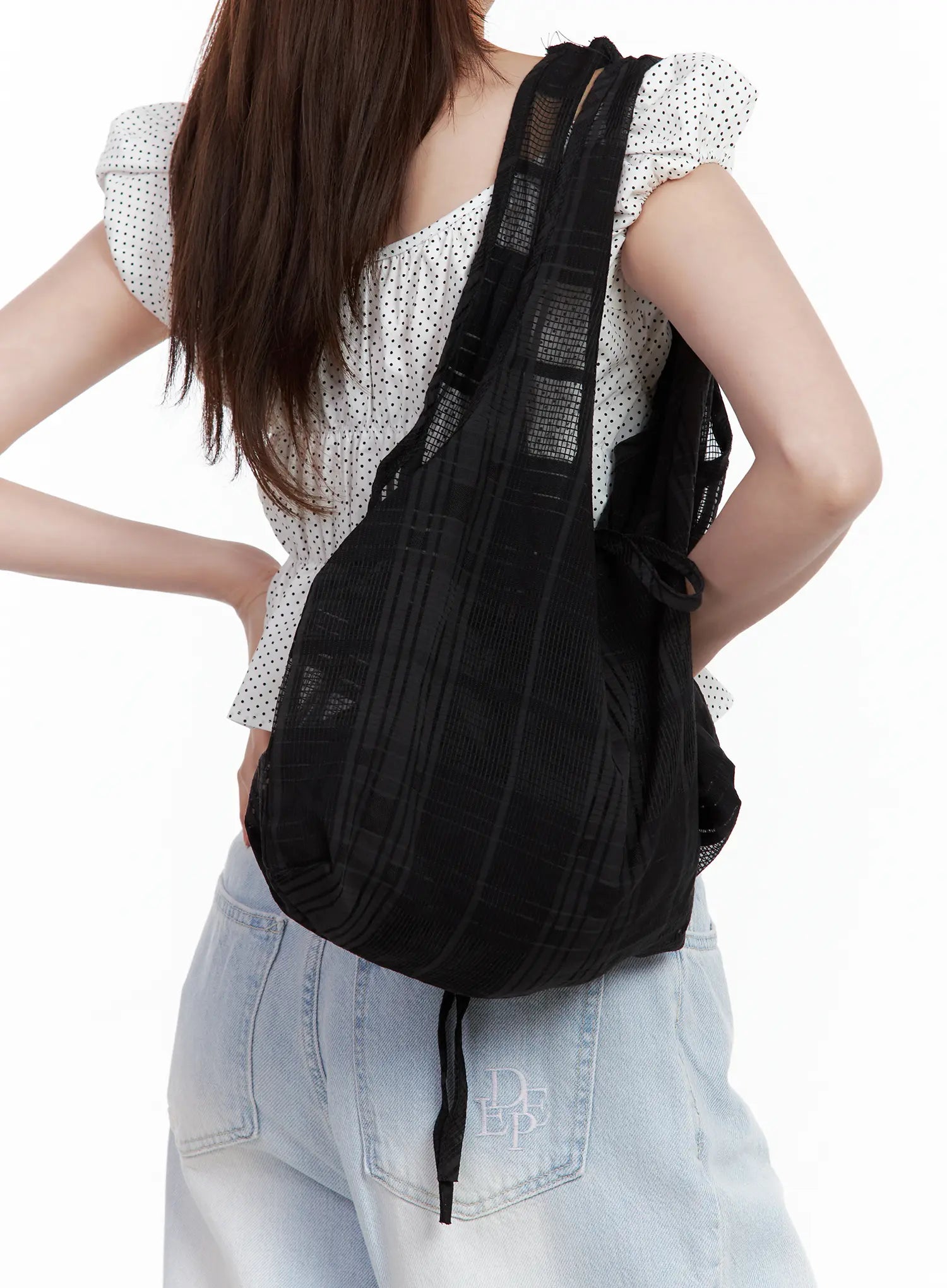 Black Mesh Plaid Shoulder Bag CL502