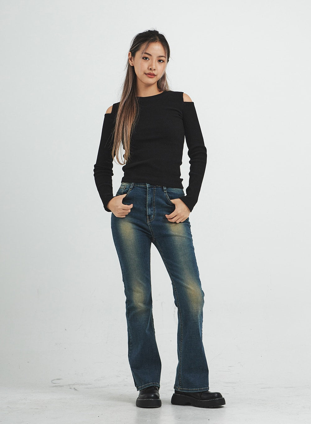 Livia Open Shoulder Long Sleeve Top CS15