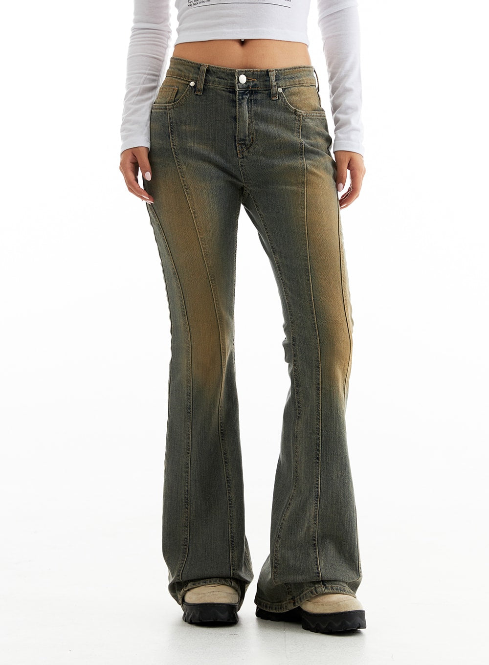 Stitched Bootcut Jeans CO313