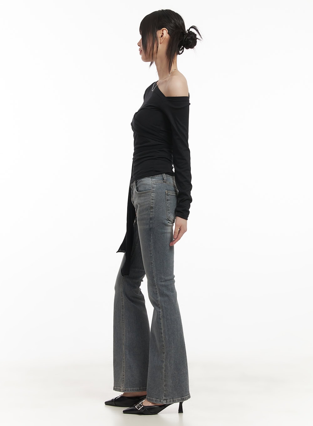 Rachel Washed Bootcut Jeans with Hip Pads CF518