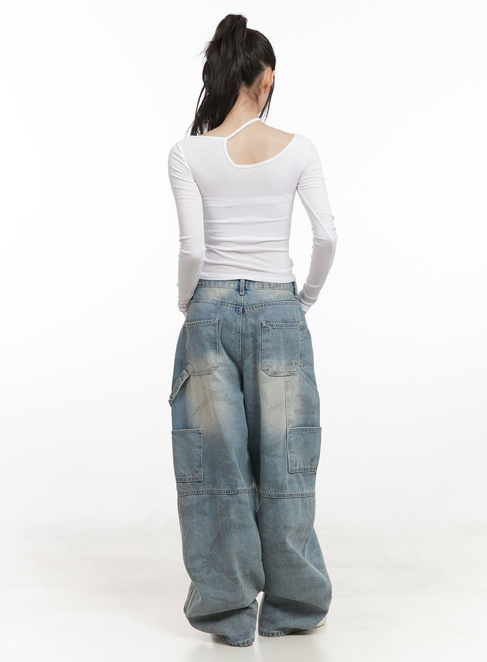 Abigail Camo-Print Carpenter Baggy Jeans CJ528