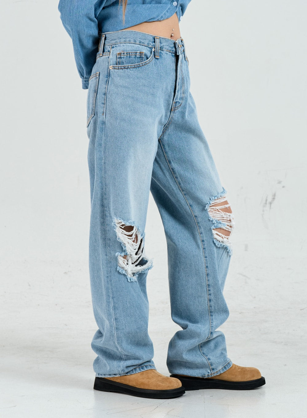 Ripped Maxi Denim Pants Unisex CO14