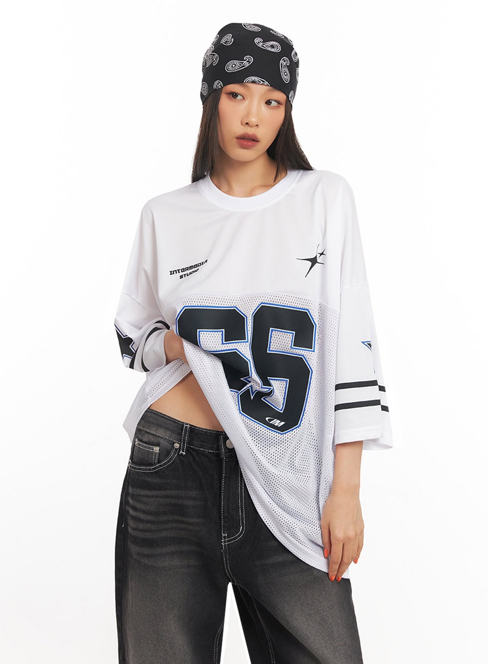 Oversized Mesh Graphic Tee IA504