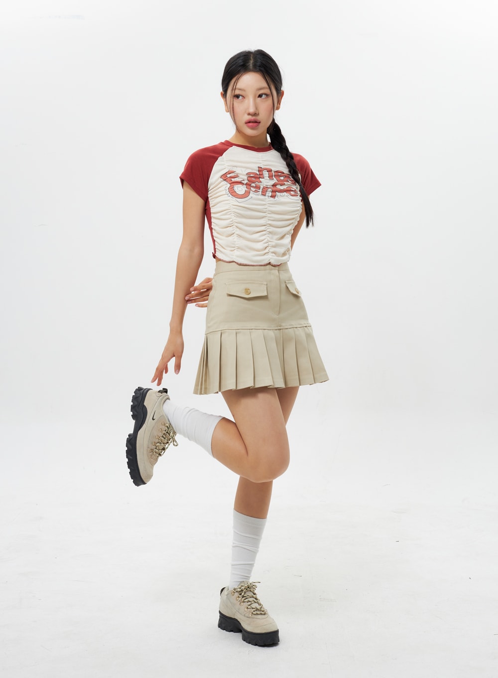 High Waist Pleated Skort IY312