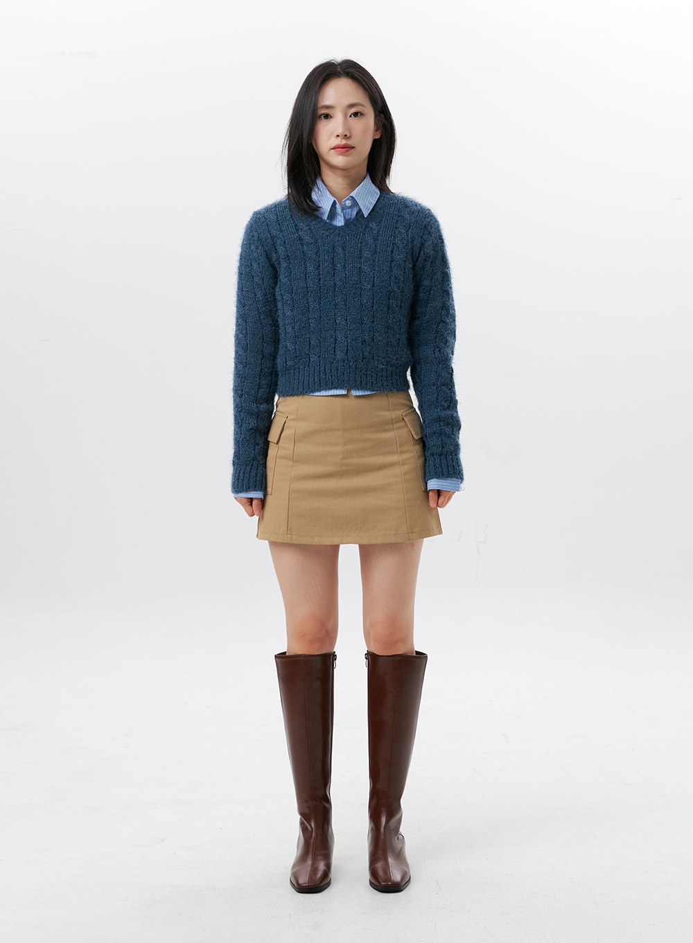 Cable Knit V-Neck Sweater OG315