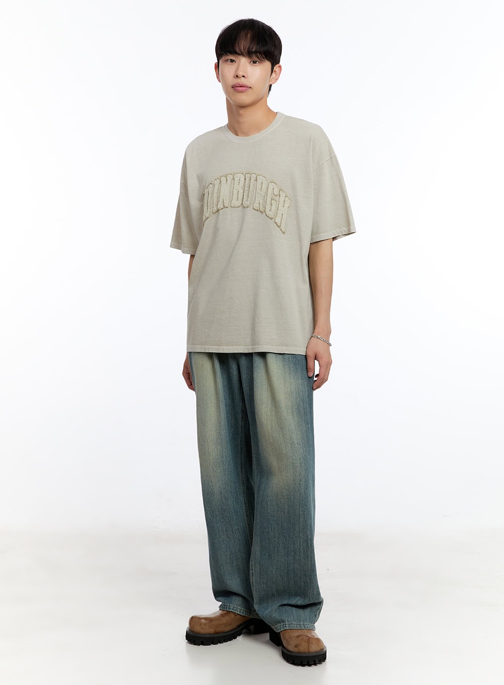 Men's Patch Washed Oversize T-Shirt IY529