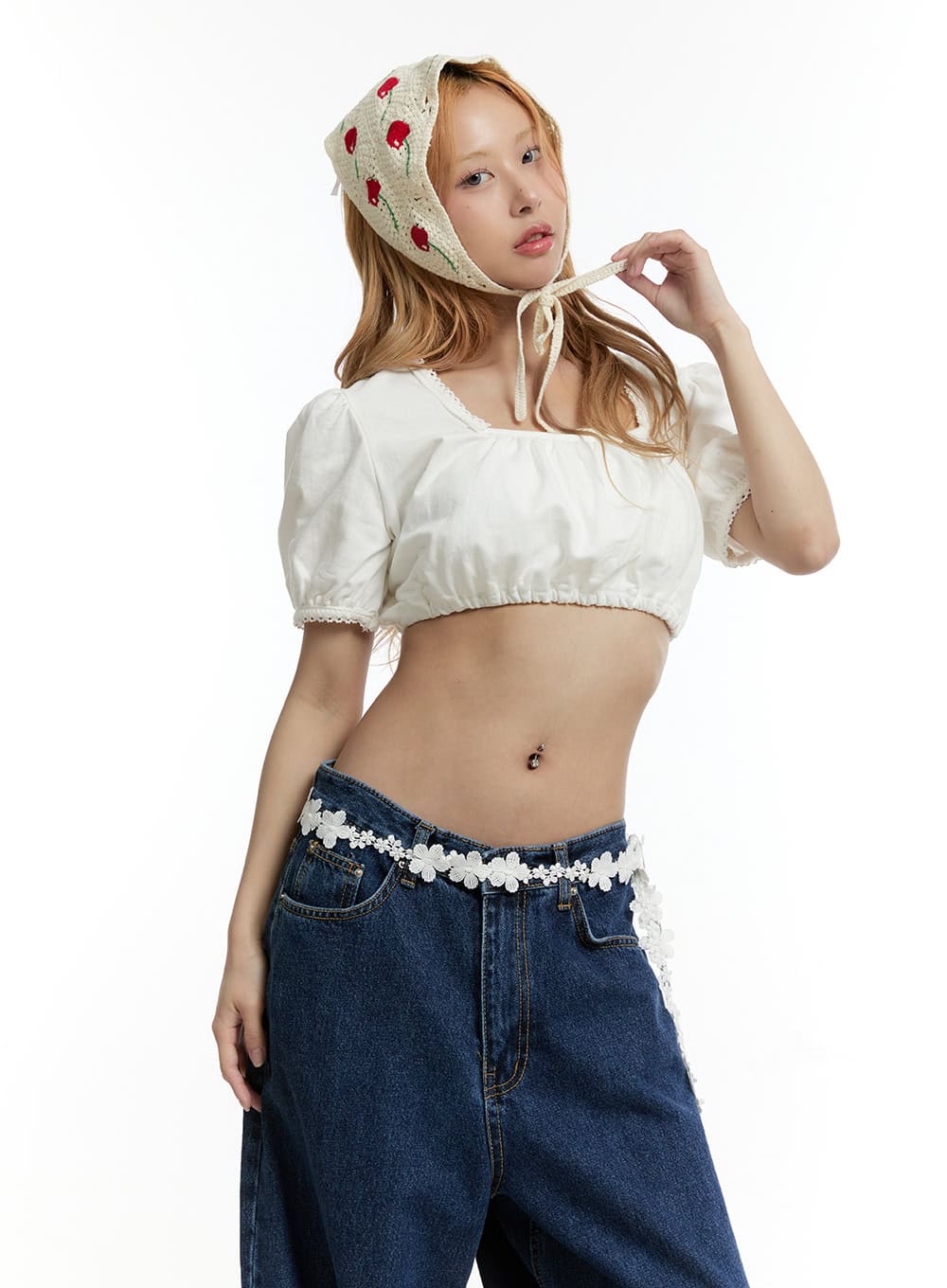 Puff Square Ruffle Crop Top CY501