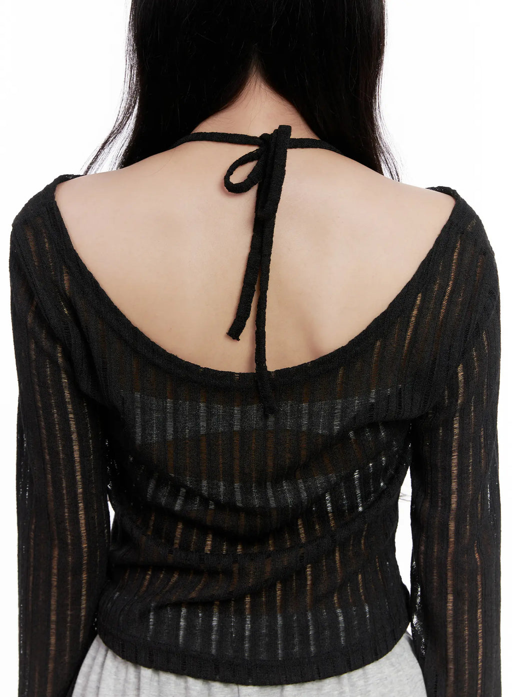 Sheer Linen Long-Sleeve Top CL515