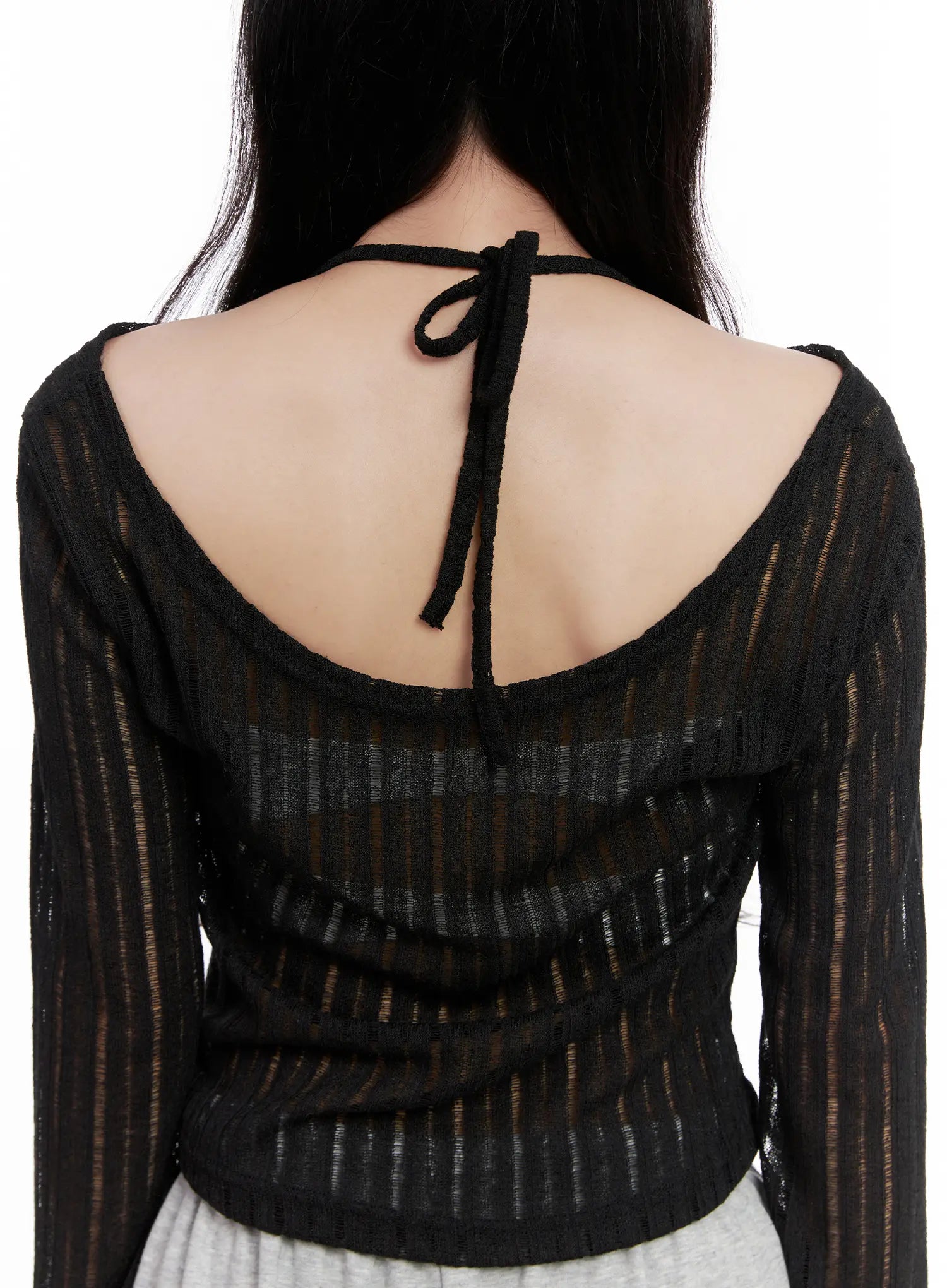 Sheer Linen Long-Sleeve Top CL515