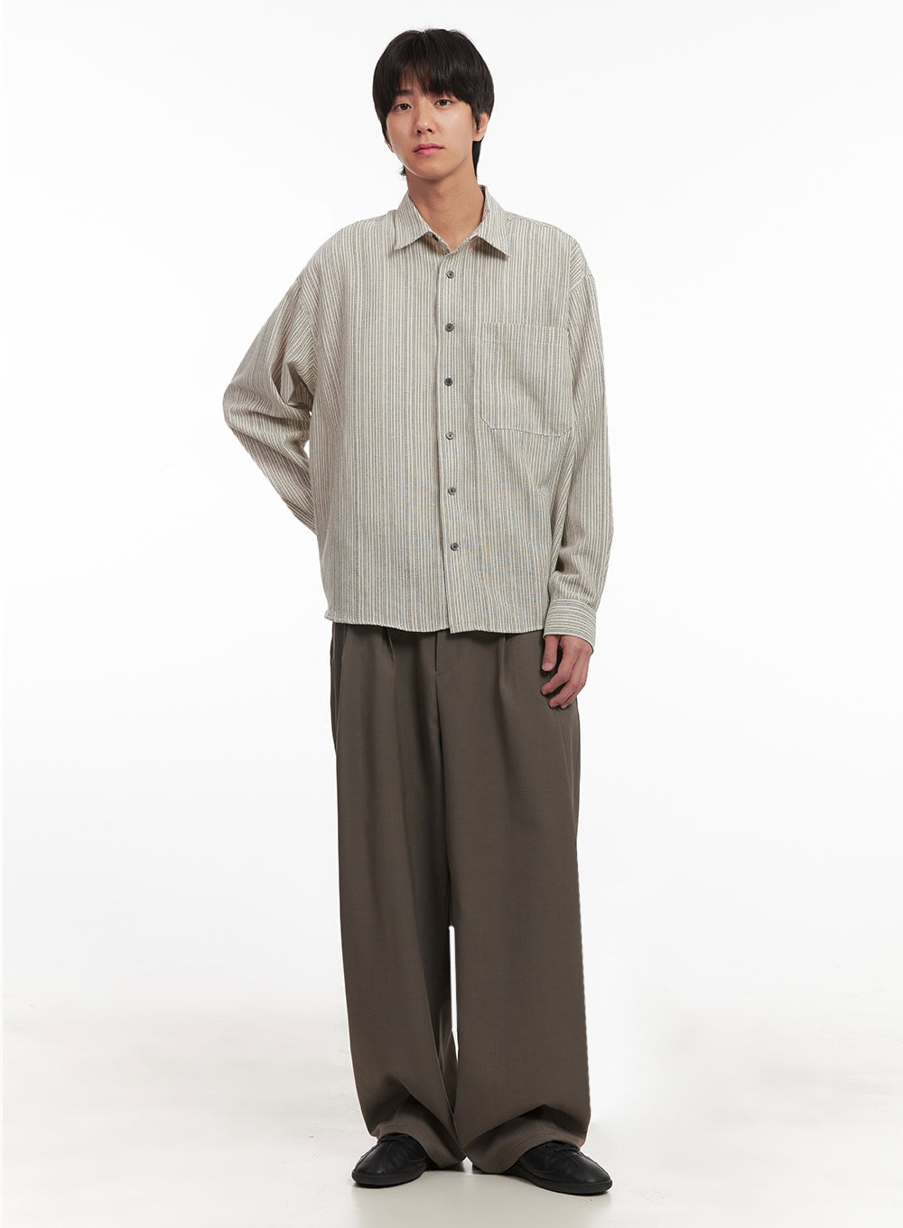 Men's Pintuck Wide-Leg Slacks IA510
