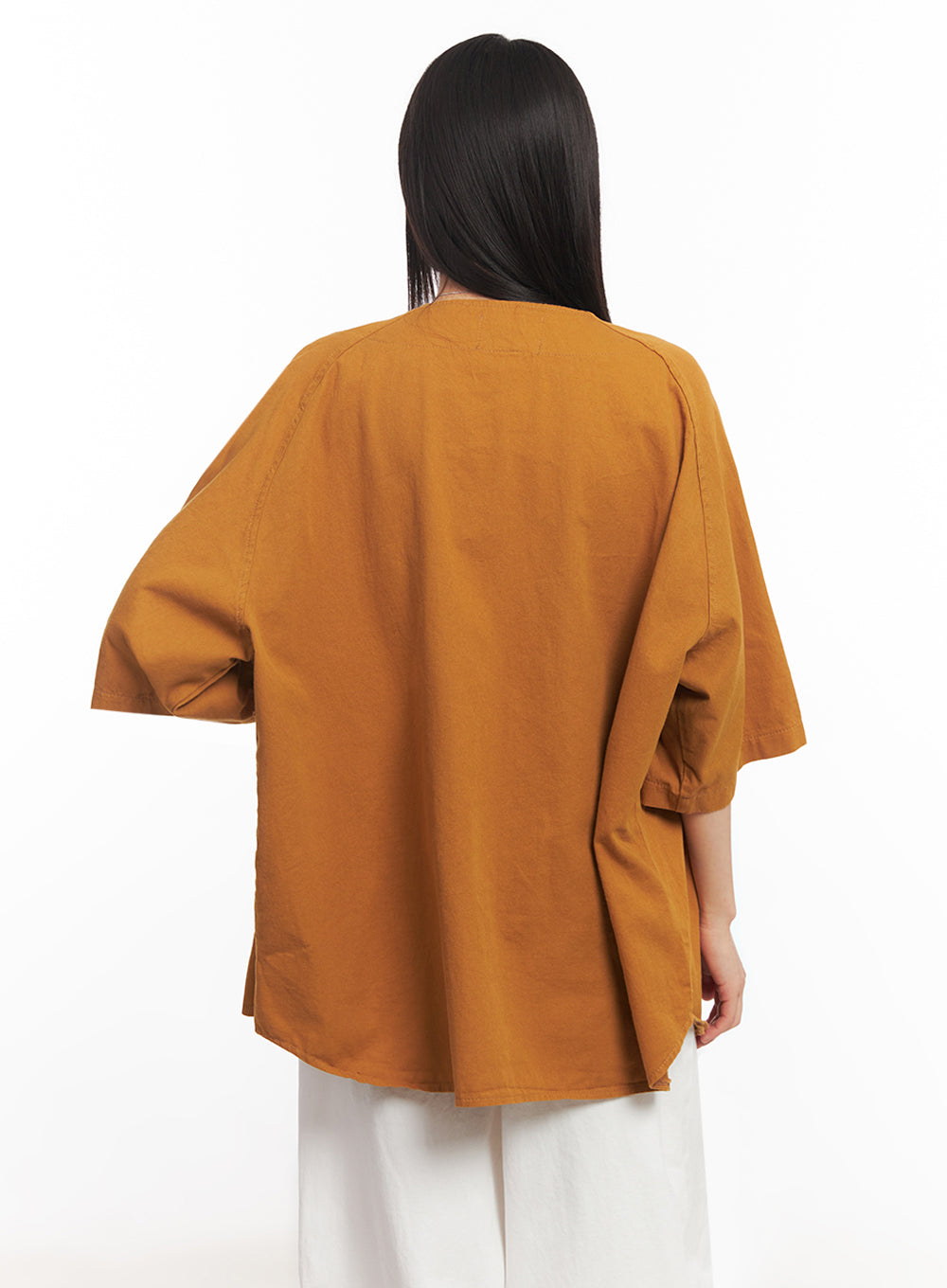 Oversized Patchwork Button-Up Shirt IA528