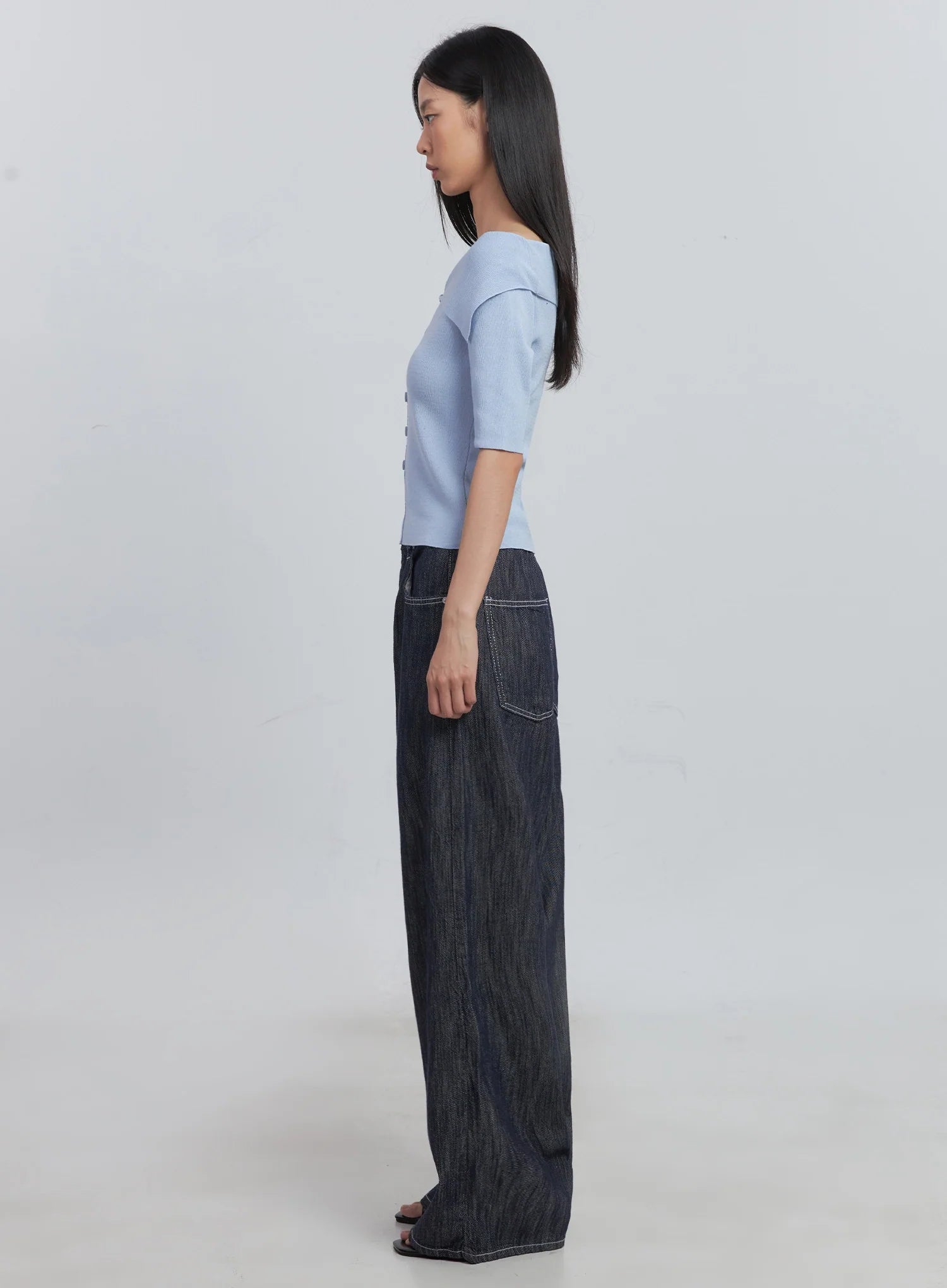 Kaylie Stitched Wide-Leg Jeans IU512