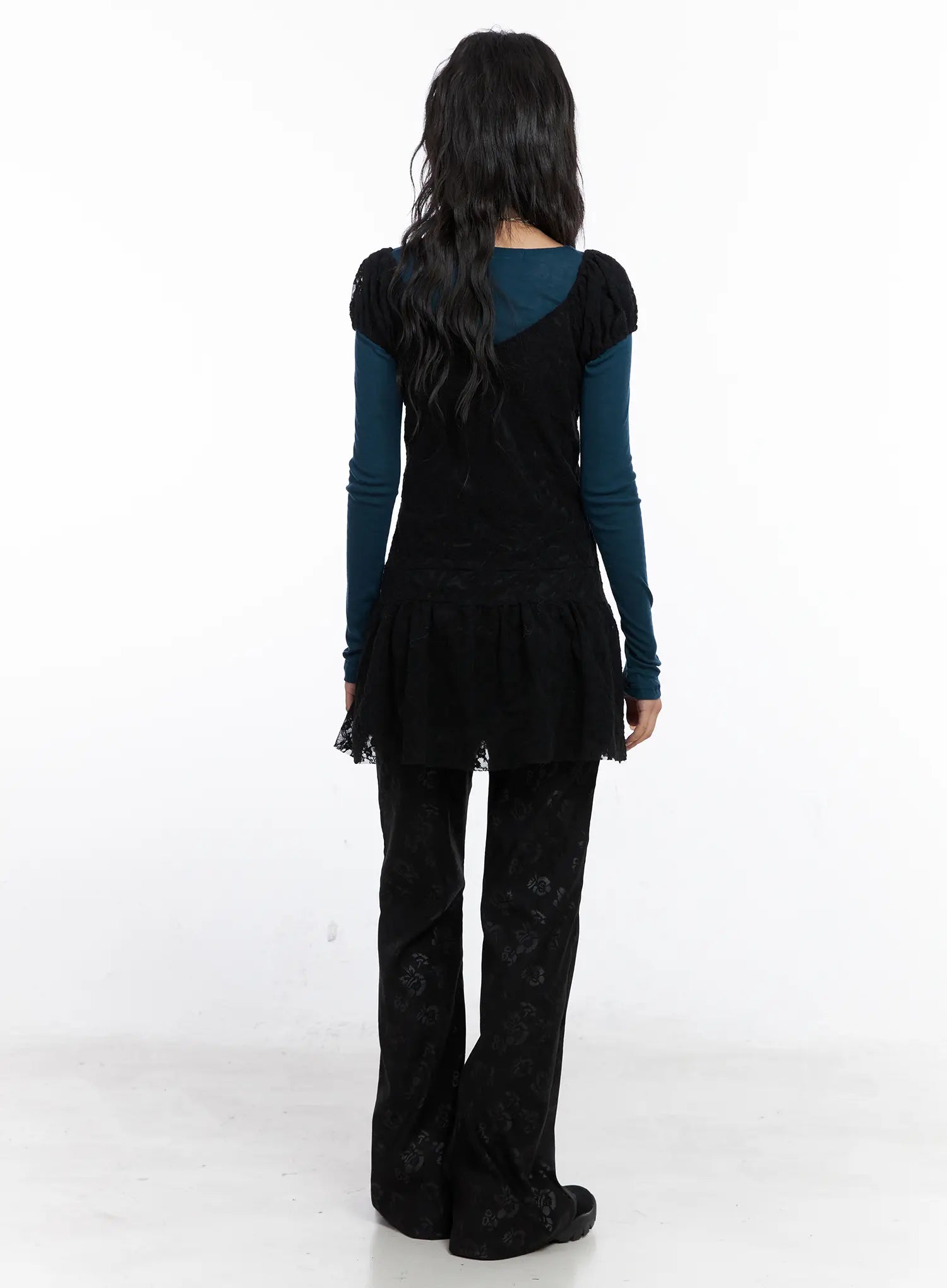 Lace Shirred Mini Dress CO507