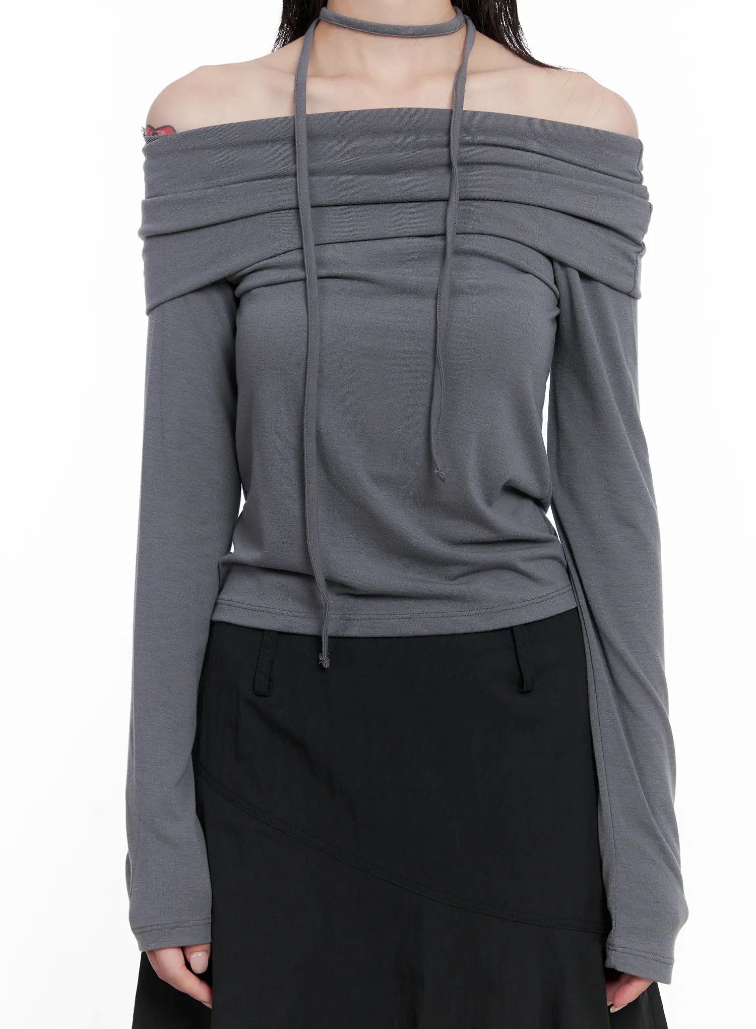 Off-Shoulder Top & Thin Scarf  Set CS526