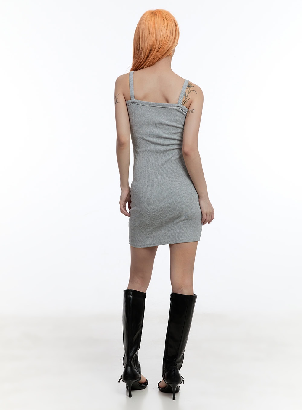 Ribbed Square-Neck Mini Dress CY530