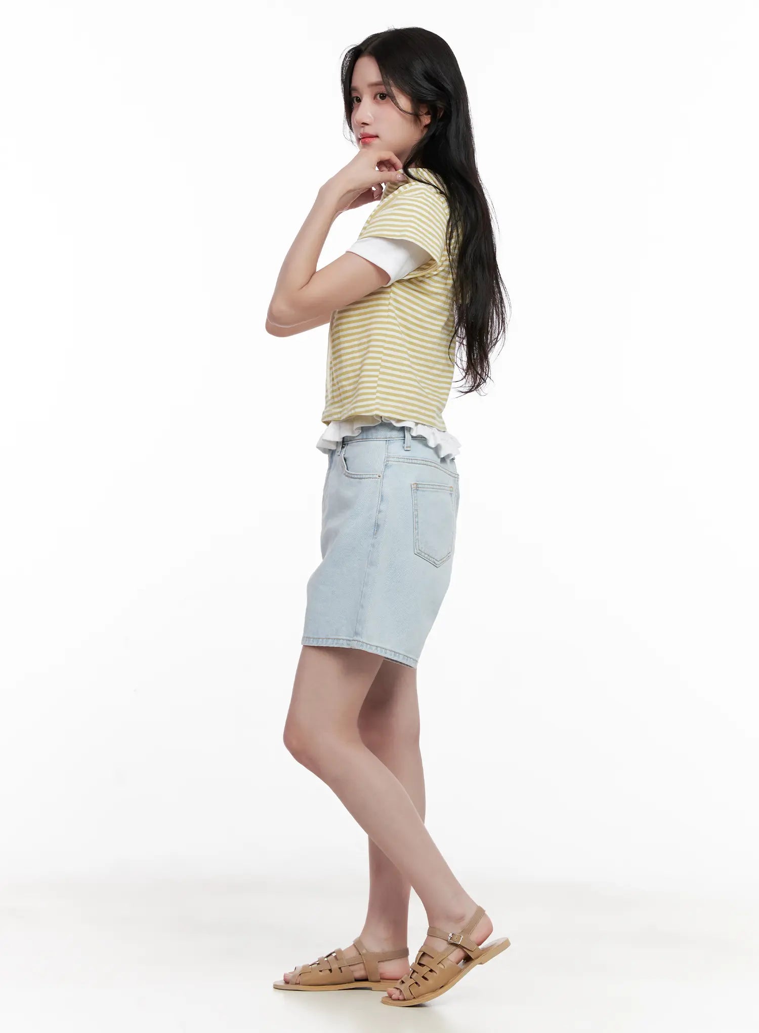 Casual Light-Wash Denim Shorts CL516